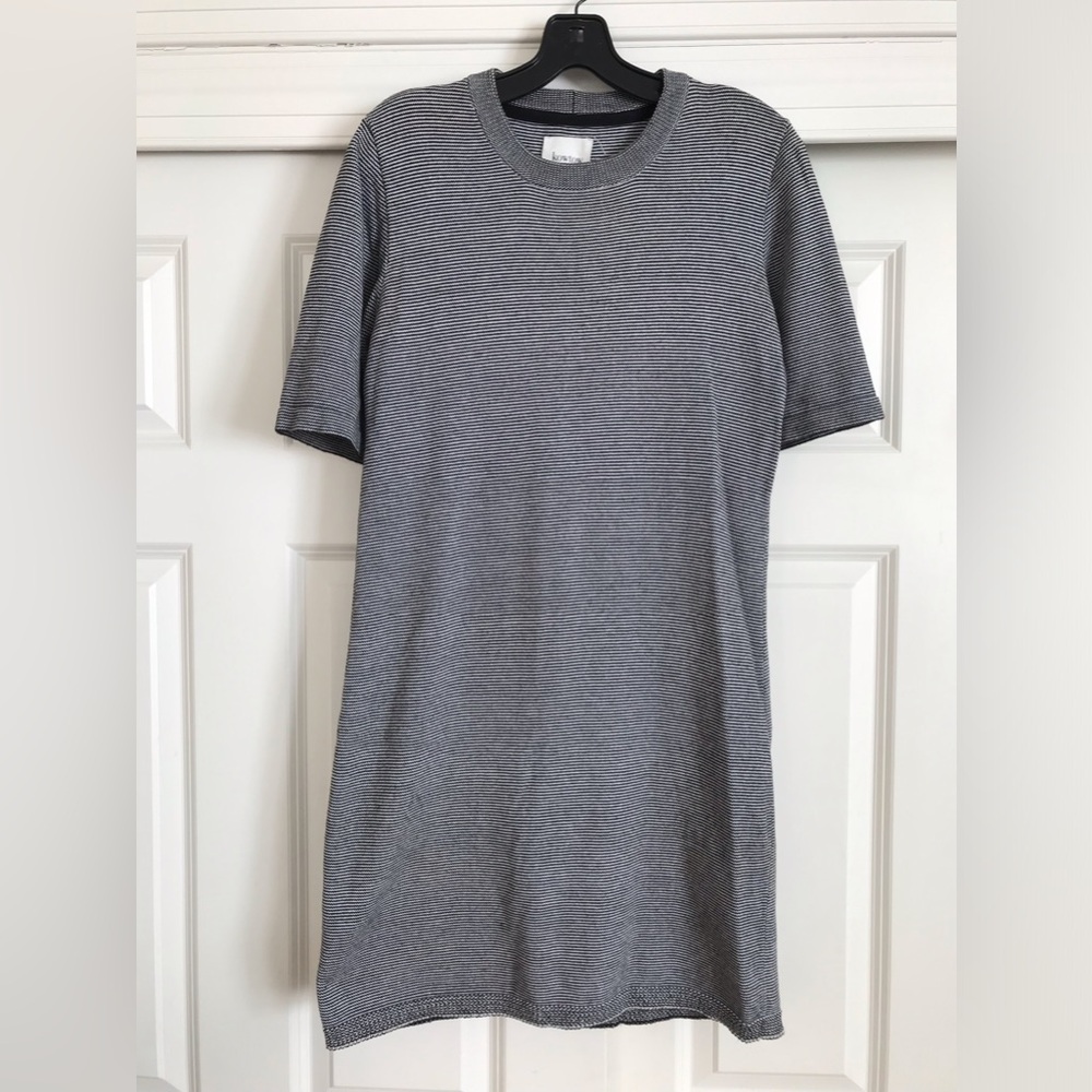 Kowtow Womens Sweater Dress Black  White Stripe Boxy Organic Cotton SZ S